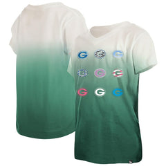 Green Bay Packers New Era Youth Multi Logo Ombre V-Neck T-Shirt Green | NFL