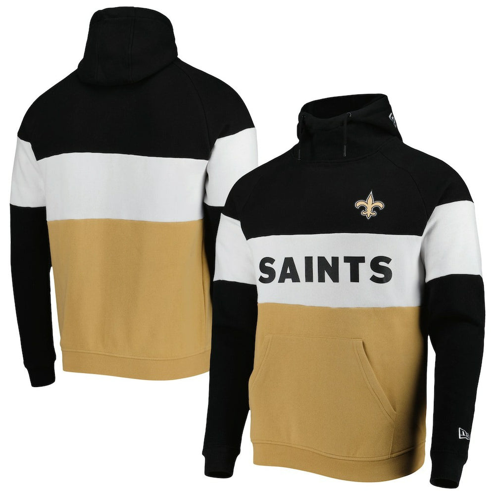 New Orleans Saints New Era Colorblock Current Pullover Hoodie Gold/Black | NFL