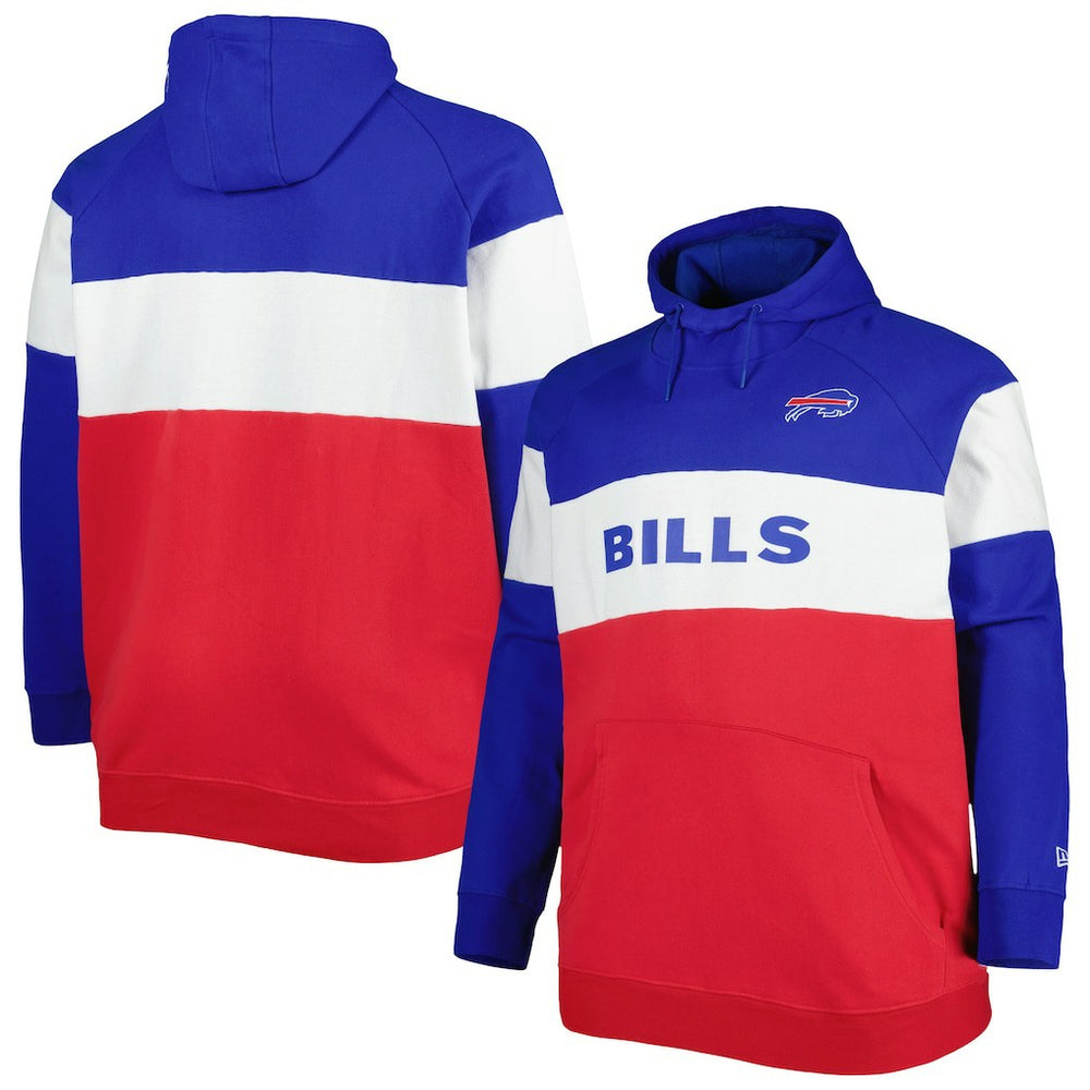 Buffalo Bills New Era Big & Tall Current Team Colorblock Fleece Raglan Pullover Hoodie Royal/Red | NFL