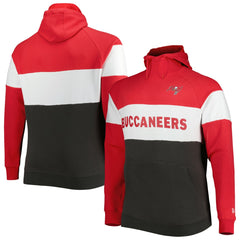 Tampa Bay Buccaneers New Era Big & Tall Current Colorblock Raglan Fleece Pullover Hoodie Heather Charcoal/Black | NFL