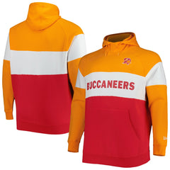 Tampa Bay Buccaneers New Era Big & Tall Throwback Colorblock Fleece Raglan Pullover Hoodie Orange/Red | NFL