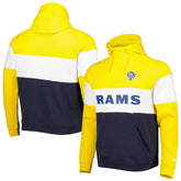 Los Angeles Rams New Era Colorblock Throwback Pullover Hoodie Navy/Gold | NFL