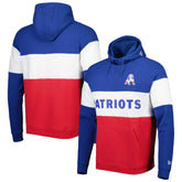 New England Patriots New Era Colorblock Throwback Pullover Hoodie Red/Royal | NFL