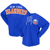 New York Islanders Fanatics Women's Spirit Lace-Up V-Neck Long Sleeve Jersey T-Shirt - Royal - NHL