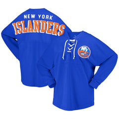 New York Islanders Fanatics Women's Spirit Lace-Up V-Neck Long Sleeve Jersey T-Shirt - Royal - NHL