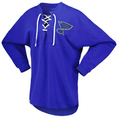 St. Louis Blues Fanatics Women's Spirit Lace-Up V-Neck Long Sleeve Jersey T-Shirt - Blue - NHL