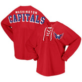 Washington Capitals Fanatics Women's Spirit Lace-Up V-Neck Long Sleeve Jersey T-Shirt - Red - NHL