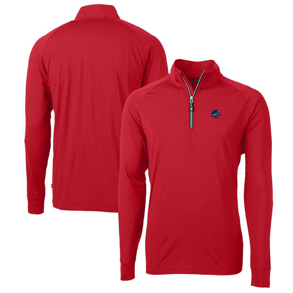 Miami Dolphins Cutter & Buck Big & Tall Adapt Eco Knit Stretch Recycled Quarter-Zip Pullover Top Red | NFL