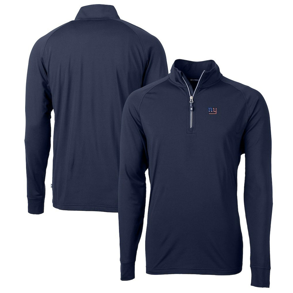 New York Giants Cutter & Buck Big & Tall Adapt Eco Knit Stretch Recycled Quarter-Zip Pullover Top Navy | NFL