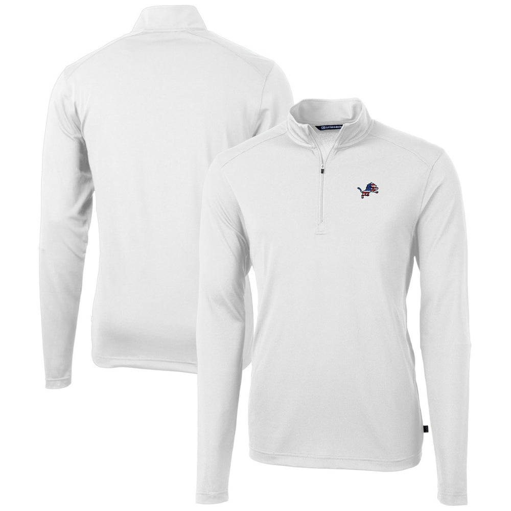 Detroit Lions Cutter & Buck Big & Tall Virtue Eco Pique Recycled Quarter-Zip Jacket White | NFL
