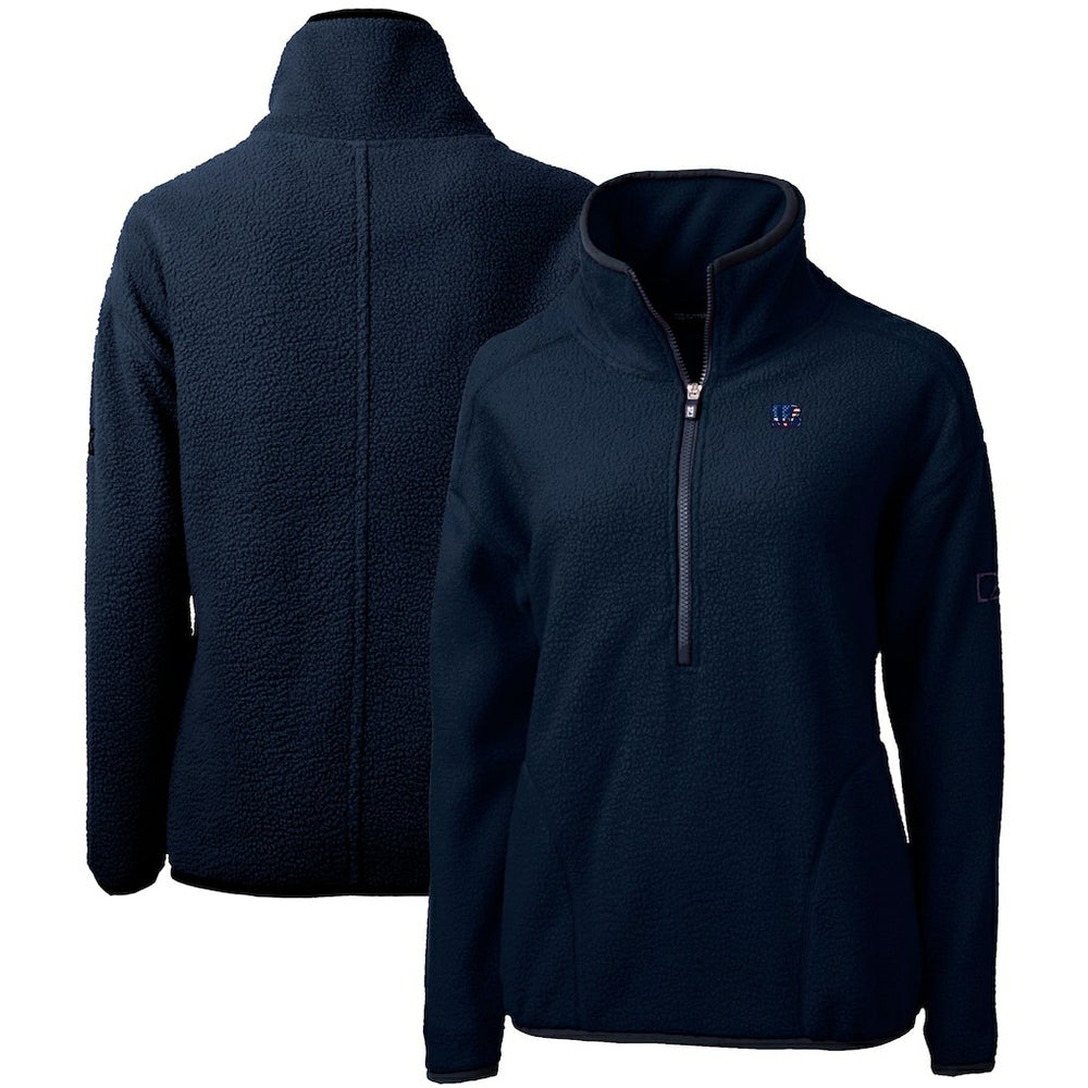 Cincinnati Bengals Cutter & Buck Women's Americana Cascade Eco Sherpa Fleece Half-Zip Pullover Jacket Navy | NFL