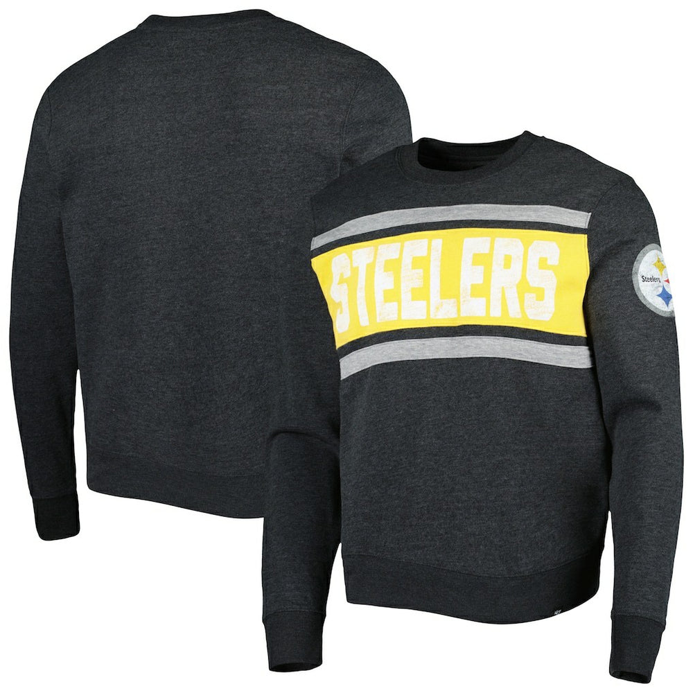 Pittsburgh Steelers '47 Bypass Tribeca Pullover Sweatshirt Heathered Black | 47 brand