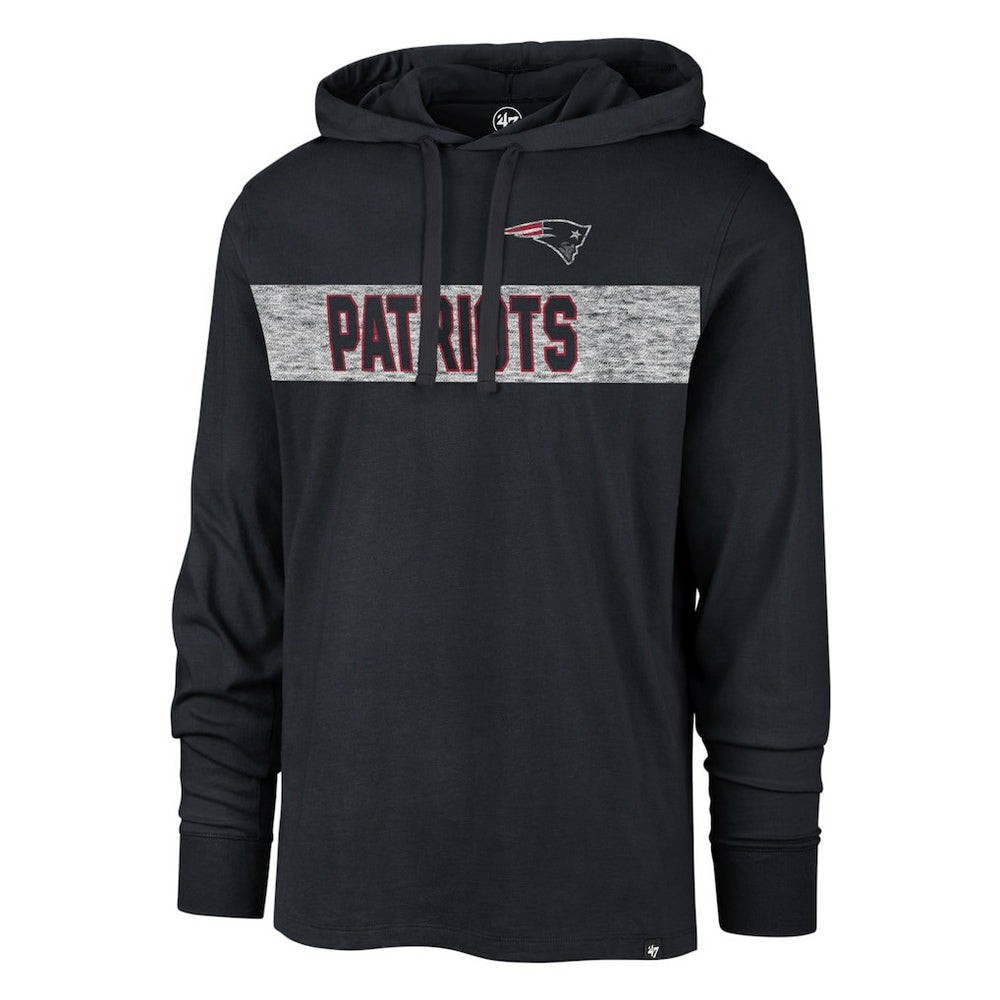 New England Patriots '47 Field Franklin Hooded Long Sleeve T-Shirt Navy | 47 brand