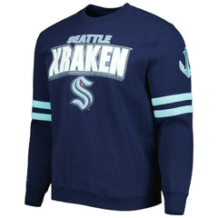 Seattle Kraken Mitchell & Ness Allover Logo Pullover Sweatshirt - Deep Sea Blue - NHL