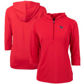 Houston Texans Cutter & Buck Women's Virtue Eco Pique 3/4 Sleeve Half-Zip Pullover Hoodie Red | NFL