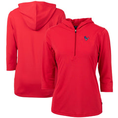 Houston Texans Cutter & Buck Women's Virtue Eco Pique 3/4 Sleeve Half-Zip Pullover Hoodie Red | NFL