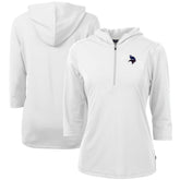 Minnesota Vikings Cutter & Buck Women's Virtue Eco Pique 3/4 Sleeve Half-Zip Pullover Hoodie White | NFL