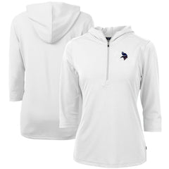 Minnesota Vikings Cutter & Buck Women's Virtue Eco Pique 3/4 Sleeve Half-Zip Pullover Hoodie White | NFL