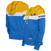 Los Angeles Rams New Era Women's Throwback Colorblock Full-Zip Hoodie Royal/Gold | NFL