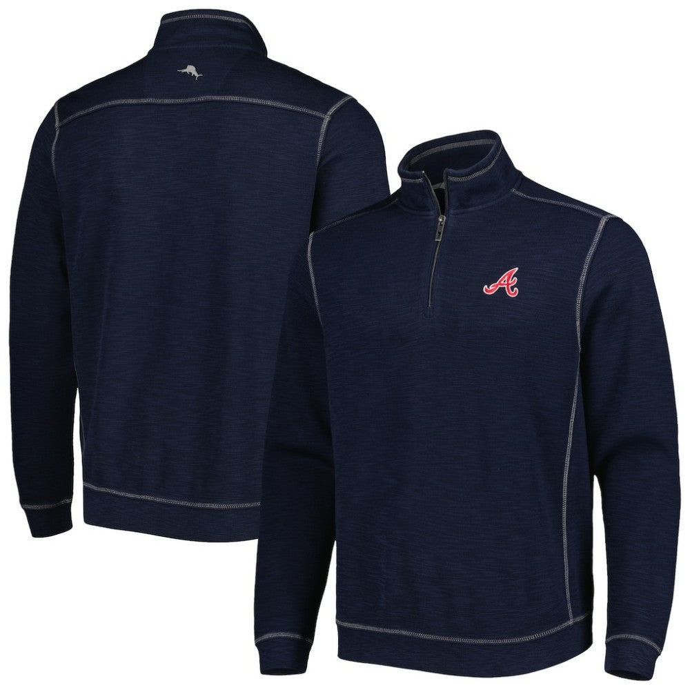 Atlanta Braves Tommy Bahama Tobago Bay Tri-Blend Quarter-Zip Sweatshirt - MLB