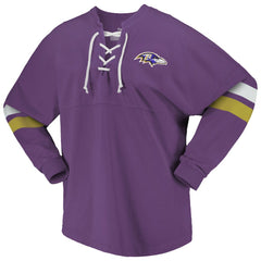 Baltimore Ravens Women's Spirit Jersey Lace-Up V-Neck Long Sleeve T-Shirt Purple | Fanatics
