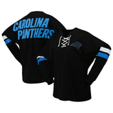 Carolina Panthers Women's Spirit Jersey Lace-Up V-Neck Long Sleeve T-Shirt Black | Fanatics