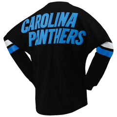 Carolina Panthers Women's Spirit Jersey Lace-Up V-Neck Long Sleeve T-Shirt Black | Fanatics