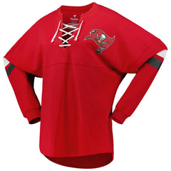 Tampa Bay Buccaneers Women's Spirit Jersey Lace-Up V-Neck Long Sleeve T-Shirt Red | Fanatics