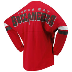 Tampa Bay Buccaneers Women's Spirit Jersey Lace-Up V-Neck Long Sleeve T-Shirt Red | Fanatics