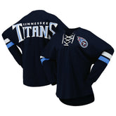 Tennessee Titans Women's Spirit Jersey Lace-Up V-Neck Long Sleeve T-Shirt Navy | Fanatics