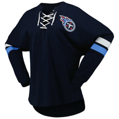 Tennessee Titans Women's Spirit Jersey Lace-Up V-Neck Long Sleeve T-Shirt Navy | Fanatics