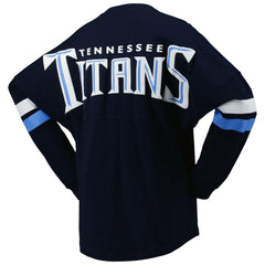 Tennessee Titans Women's Spirit Jersey Lace-Up V-Neck Long Sleeve T-Shirt Navy | Fanatics