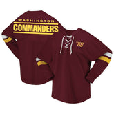 Washington Commanders Women's Spirit Jersey Lace-Up V-Neck Long Sleeve T-Shirt Burgundy | Fanatics