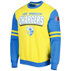 Los Angeles Chargers All Over 2.0 Pullover Sweatshirt Gold | Mitchell & Ness