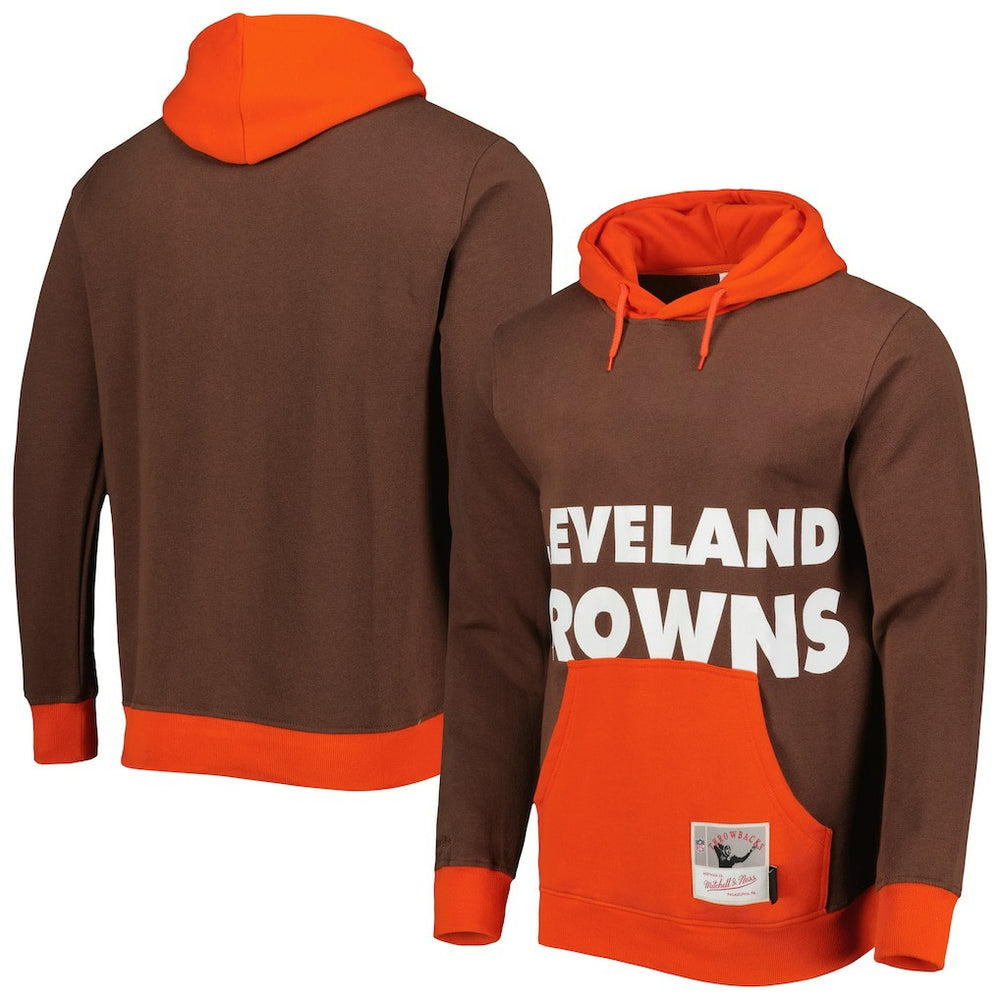 Cleveland Browns Big Face 5.0 Pullover Hoodie Brown | Mitchell & Ness