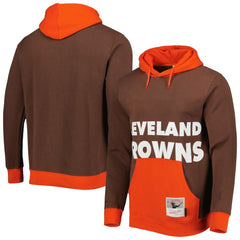 Cleveland Browns Big Face 5.0 Pullover Hoodie Brown | Mitchell & Ness