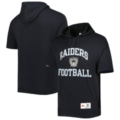 Las Vegas Raiders Washed Short Sleeve Pullover Hoodie Black | Mitchell & Ness