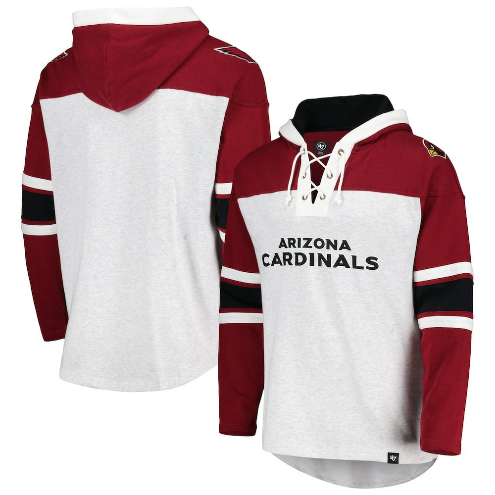 Arizona Cardinals '47 Gridiron Lace-Up Pullover Hoodie Heather Gray | 47 brand