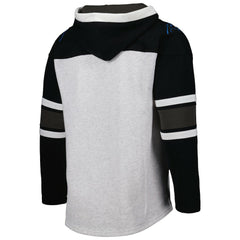 Carolina Panthers '47 Gridiron Lace-Up Pullover Hoodie Heather Gray | 47 brand