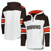 Cleveland Browns '47 Gridiron Lace-Up Pullover Hoodie Heather Gray | 47 brand