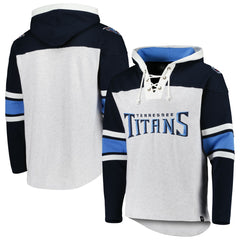 Tennessee Titans '47 Gridiron Lace-Up Pullover Hoodie Heather Gray | 47 brand