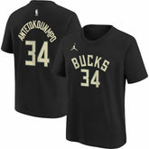 Giannis Antetokounmpo Milwaukee Bucks Jordan Brand Youth Statement Edition Name & Number Player T-Shirt Black - NBA