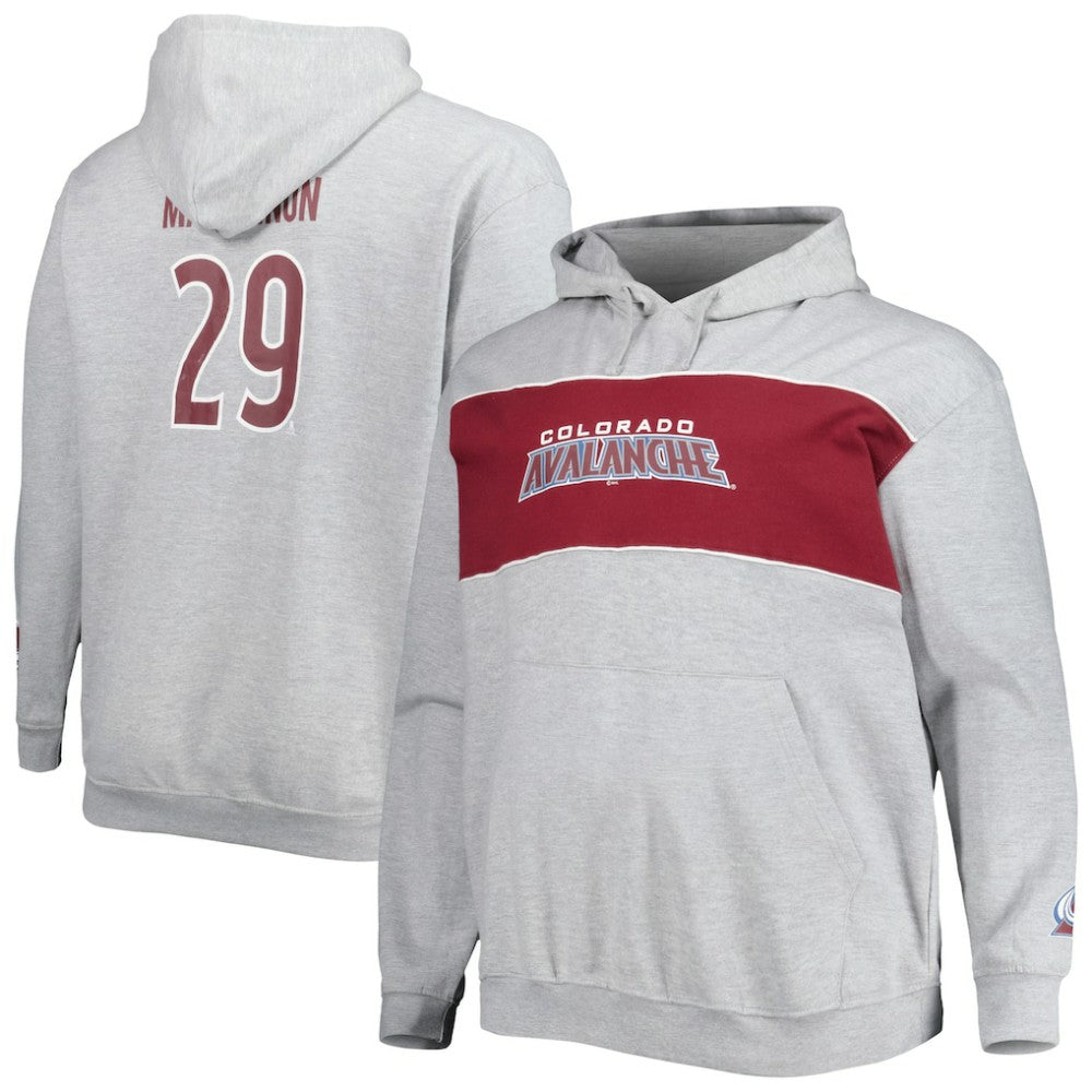 Nathan MacKinnon Colorado Avalanche Big & Tall Player Pullover Hoodie - Heather Gray - NHL