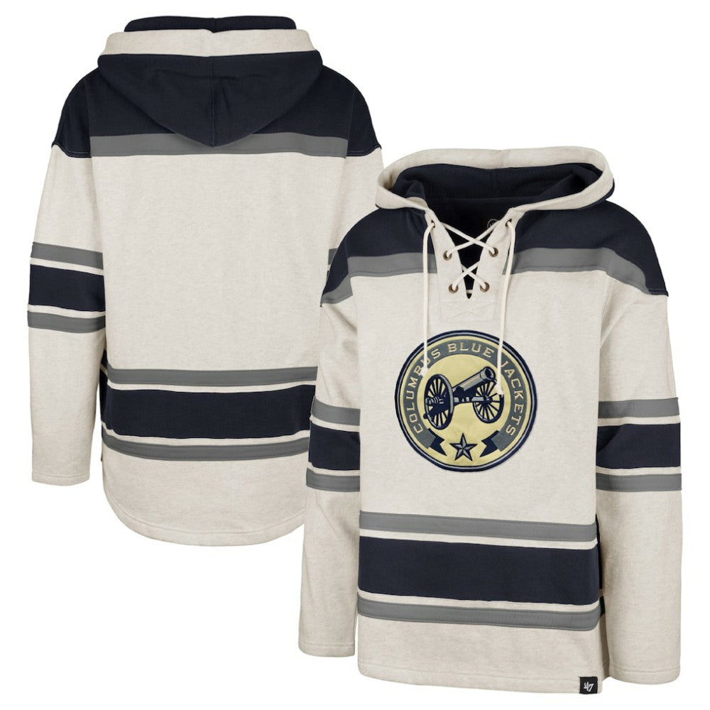 Columbus Blue Jackets '47 Rockaway Lace-Up Pullover Hoodie - Oatmeal - NHL