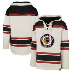 Chicago Blackhawks '47 Rockaway Lace-Up Pullover Hoodie - Oatmeal - NHL