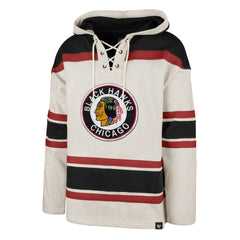 Chicago Blackhawks '47 Rockaway Lace-Up Pullover Hoodie - Oatmeal - NHL