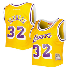 Magic Johnson Los Angeles Lakers Women's 1984 Hardwood Classics Crop Player Tank Top Gold - NBA