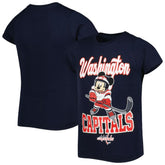 Washington Capitals Girls Youth Mickey Mouse Go Team Go T-Shirt - Navy - NHL