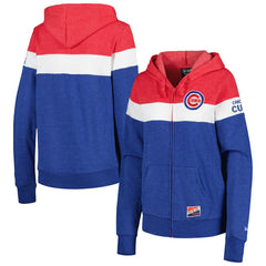 Chicago Cubs New Era Women's Colorblock Full-Zip Hoodie Jacket - MLB