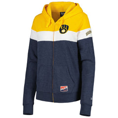 Milwaukee Brewers New Era Women's Colorblock Full-Zip Hoodie Jacket - MLB